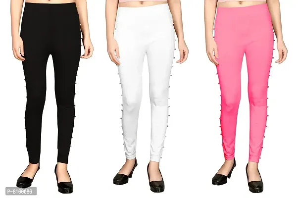 LX PRODUCTS Women's Regular Fit Cotton Jegging (REEB VALI LAGGISH_White, Black, Pink, Red_Free Size)