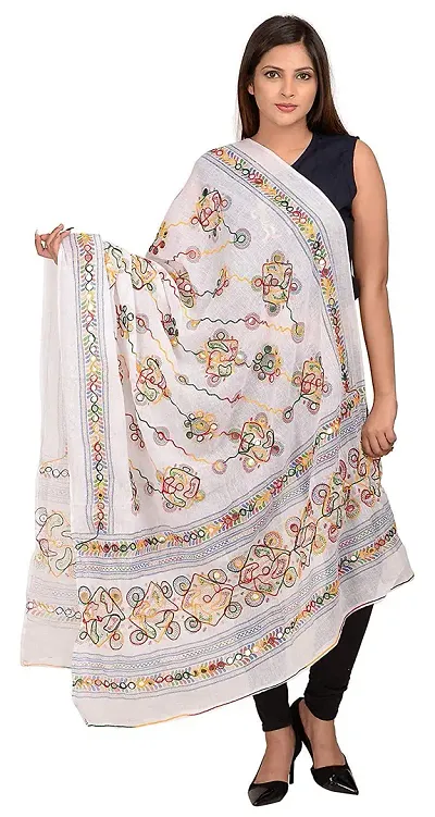 LX India Women's Cotton Embroidered Kutchi Dupatta Chakachak