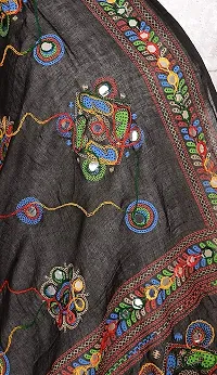 Arb creation India Women's Cotton Embroidered Kutchi Dupatta Chakachak (black, red, blue, white)-thumb3