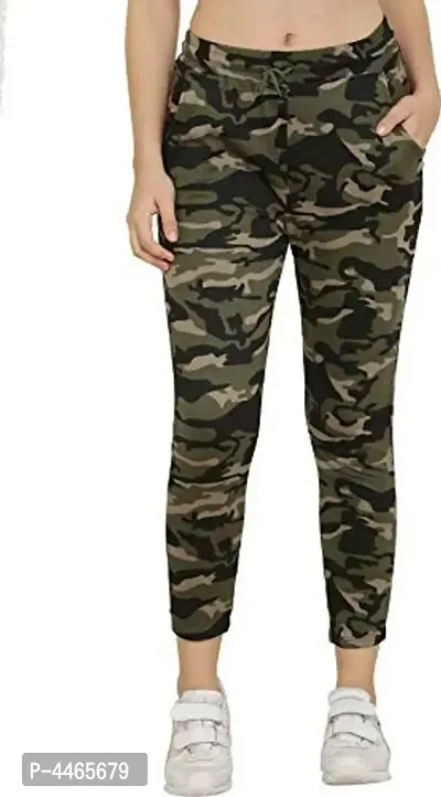 Army Leggings for Women, Army Track Lower for Sports Gym Athletic Training Workout - Green Camouflage Print ndash; Free Size 26 to 34 pack of 1-thumb0