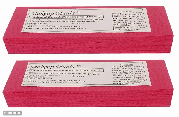 Makeup Mania 140 Pcs Large Waxing Strips, Non-Woven Hair Removal Plain Waxing Strips - Magenta 140 Pcs