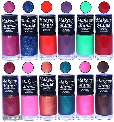 HD Colors Nail Polish Set Of 12 Pieces, Perfect Gift For Girls (Pink, Glitter, Red, Purple, Sea Green, Pink, Copper, Green, Brown)-thumb0