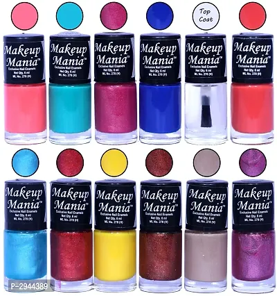 Hd Colors Nail Polish Set Of 12 Pieces Perfect Gift For Girls Coral Pink Turquoise Light Magenta Blue Top Coat Orange Copper Yellow Dusky Nude Purple Shimmer Beauty Kits And Combos Nails-thumb0