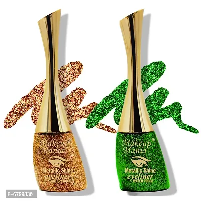 Trendy Metallic Shine Glitter Eyeliner Yellow Gold And Emerald Green-thumb0