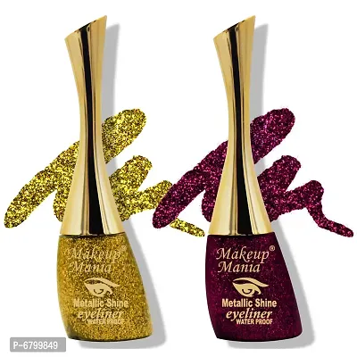 Trendy Metallic Shine Glitter Eyeliner Golden And Wine-thumb0