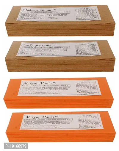 Makeup Mania 280 Pcs Large Waxing Strips, Non-Woven Hair Removal Plain Waxing Strips - Brown-Orange