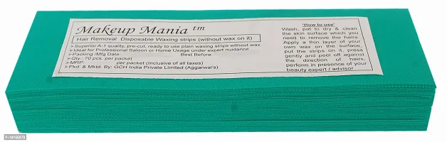 Makeup Mania 070 Pcs Large Waxing Strips, Non-Woven Hair Removal Plain Waxing Strips - Green 70 Pcs