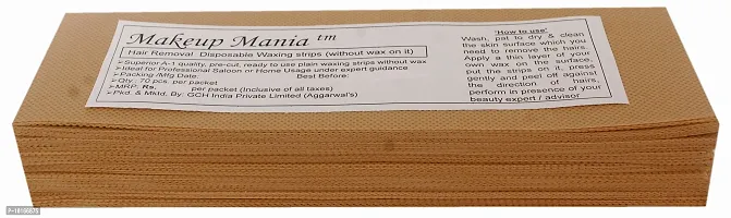 Makeup Mania 070 Pcs Large Waxing Strips, Non-Woven Hair Removal Plain Waxing Strips - Beige 70 Pcs-thumb0