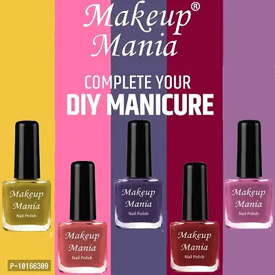 Makeup Mania No Chipping-No Fading Longest Lasting Ever Nail Polish Set of 12 Pcs  Brown, Dark Green, Red, Mauve, Yellow, Nude-thumb3