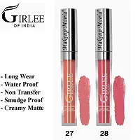 Makeup Mania Girlee Non Transfer Matte Liquid Lipstick (27 Nude Light, 28 Rose Pink)-thumb1