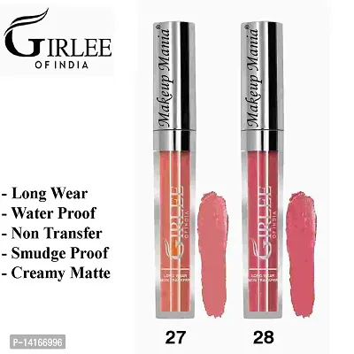 Makeup Mania Girlee Non Transfer Matte Liquid Lipstick (27 Nude Light, 28 Rose Pink)-thumb2