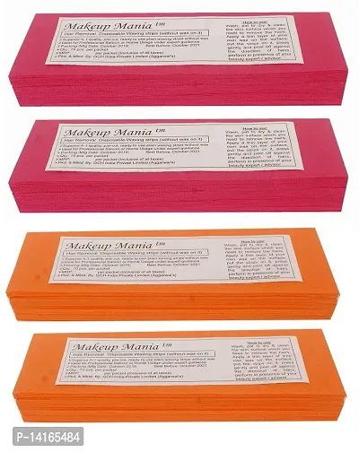 Makeup Mania Non-Woven Body Wax Strips, Hair Removal Waxing Strips for Face, Legs, Underarms, Facial Eyebrow, Disposable Large, 280 Strips (Red, Orange)