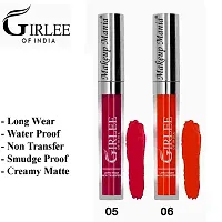 Makeup Mania Girlee Non Transfer Matte Liquid Lipstick (05 Deep Magenta, 06 Proper Orange)-thumb1