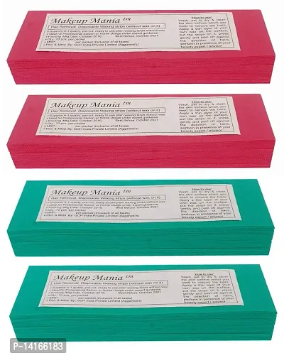 Makeup Mania Non-Woven Body Wax Strips, Hair Removal Waxing Strips for Face, Legs, Underarms, Facial Eyebrow, Disposable Large, 280 Strips (Red, Green)