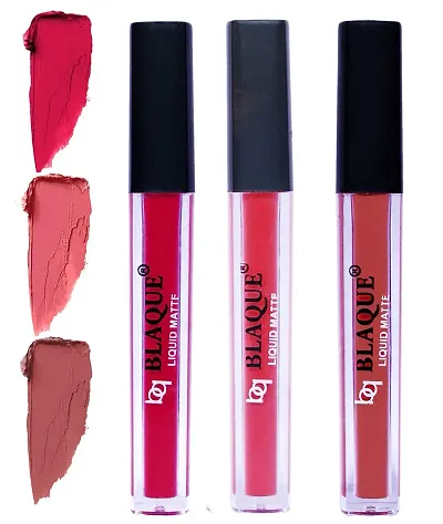bq BLAQUE Matte Liquid Lipstick Combo of 3 Lip Color, Long Lasting & Waterproof