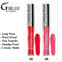 Makeup Mania Girlee Non Transfer Matte Liquid Lipstick (35 Red, 36 Punch Pink)-thumb1