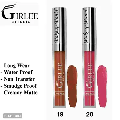 Makeup Mania Girlee Non Transfer Matte Liquid Lipstick (19 Nude Brown, 20 Baby Pinkish)-thumb2
