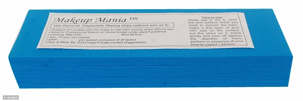 Makeup Mania 070 Pcs Large Waxing Strips, Non-Woven Hair Removal Plain Waxing Strips - Blue 70 Pcs