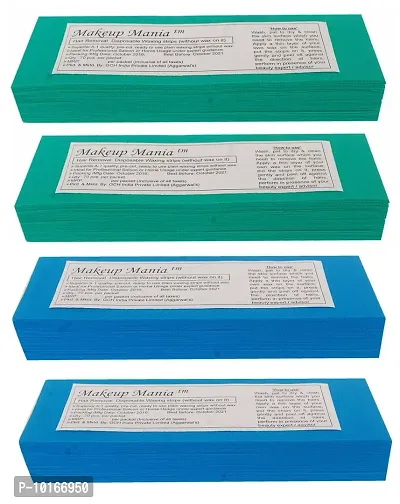 Makeup Mania 280 Pcs Large Waxing Strips, Non-Woven Hair Removal Plain Waxing Strips - Blue-Green