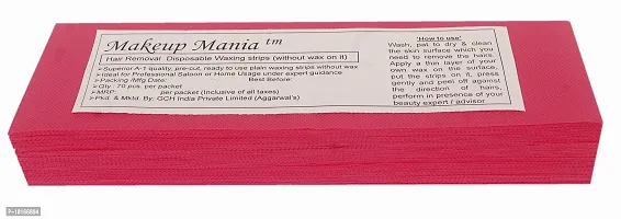 Makeup Mania 070 Pcs Large Waxing Strips, Non-Woven Hair Removal Plain Waxing Strips - Magenta 70 Pcs
