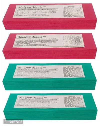 Makeup Mania 280 Pcs Large Waxing Strips, Non-Woven Hair Removal Plain Waxing Strips - Red-Green