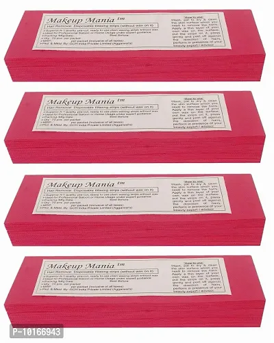 Makeup Mania 280 Pcs Large Waxing Strips, Non-Woven Hair Removal Plain Waxing Strips - Magenta 280 Pcs