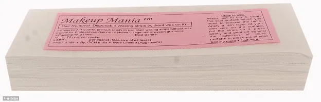 Makeup Mania 070 Pcs Large Waxing Strips, Non-Woven Hair Removal Plain Waxing Strips - White 70 Pcs