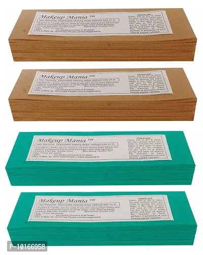 Makeup Mania 280 Pcs Large Waxing Strips, Non-Woven Hair Removal Plain Waxing Strips - Brown-Green-thumb0