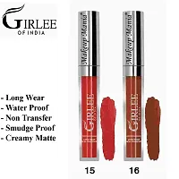 Makeup Mania Girlee Non Transfer Matte Liquid Lipstick (15 Orangish Peach, 16 Cofee)-thumb1