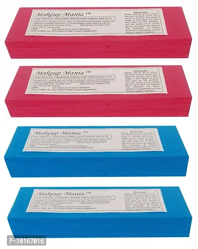 Makeup Mania 280 Pcs Large Waxing Strips, Non-Woven Hair Removal Plain Waxing Strips - Red-Blue