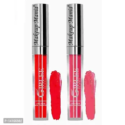 Makeup Mania Girlee Non Transfer Matte Liquid Lipstick (35 Red, 36 Punch Pink)