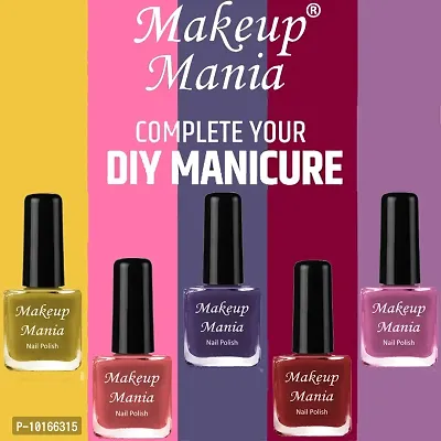 Makeup Mania Rich Color Nail Polish Long Lasting HD Shine Latest Shades Set of 12 Pcs  Grey, Purple, Brown, Red, Mauve, Yellow, Nude-thumb3