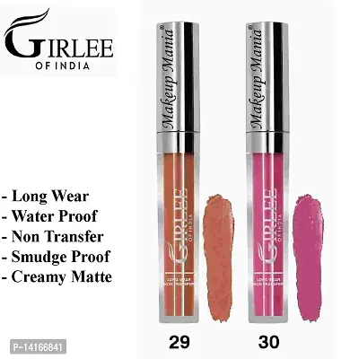 Makeup Mania Girlee Non Transfer Matte Liquid Lipstick (29 Beige Brown, 30 Lemonade Pink)-thumb2