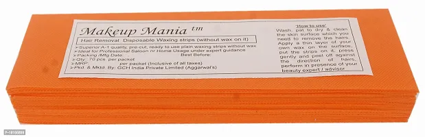 Makeup Mania 070 Pcs Large Waxing Strips, Non-Woven Hair Removal Plain Waxing Strips - Orange 70 Pcs