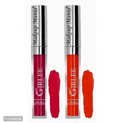 Makeup Mania Girlee Non Transfer Matte Liquid Lipstick (05 Deep Magenta, 06 Proper Orange)
