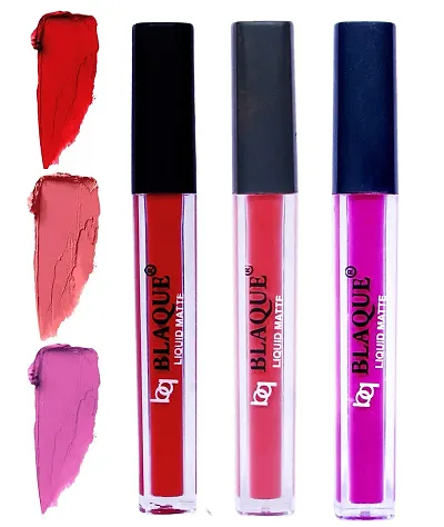 bq BLAQUE Matte Liquid Lipstick Combo of 3 Lip Color, Long Lasting & Waterproof