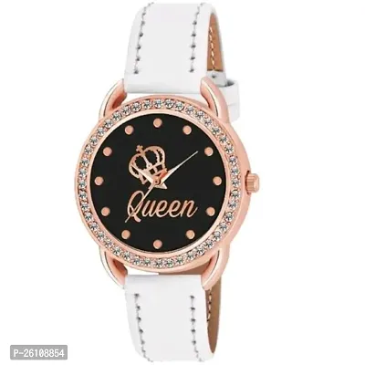Stylish White Synthetic Leather Analog Watch For Women