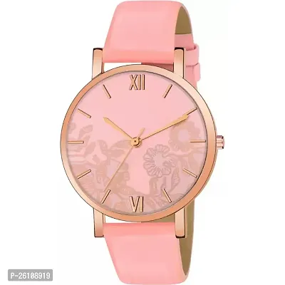 Stylish Pink Synthetic Leather Analog Watch For Women-thumb2