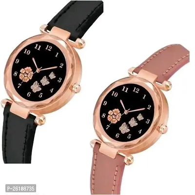 Stylish Synthetic Leather Analog Watches Combo For Women Pack Of 2-thumb2