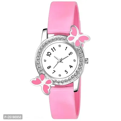 Stylish Pink Synthetic Leather Analog Watch For Women