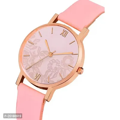 Stylish Pink Synthetic Leather Analog Watch For Women-thumb3