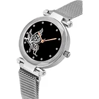 Stylish Silver Synthetic Leather Analog Watch For Women-thumb2