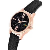 Stylish Black Synthetic Leather Analog Watch For Women-thumb1