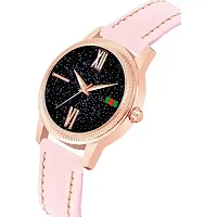 Stylish Pink Synthetic Leather Analog Watch For Women-thumb1