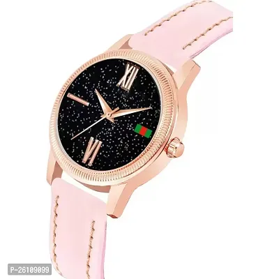 Stylish Pink Synthetic Leather Analog Watch For Women-thumb2