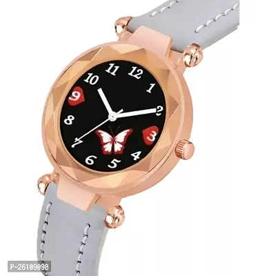 Stylish Grey Synthetic Leather Analog Watch For Women-thumb2