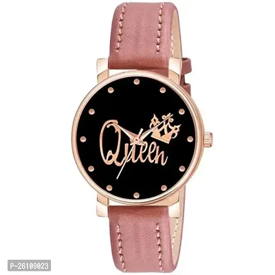 Stylish Pink Synthetic Leather Analog Watch For Women-thumb0