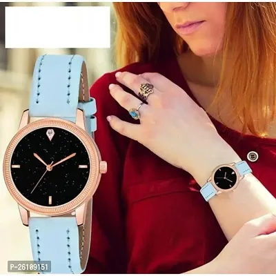 Stylish Blue Synthetic Leather Analog Watch For Women