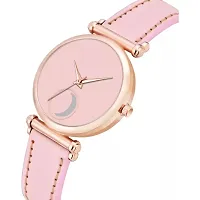 Medboo Pink Moon Dial Leather Strap  Watch For Girls-thumb2