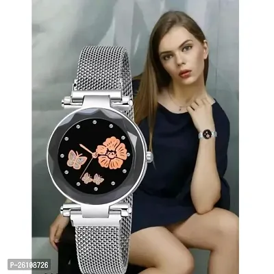 Stylish Silver Synthetic Leather Analog Watch For Women-thumb0